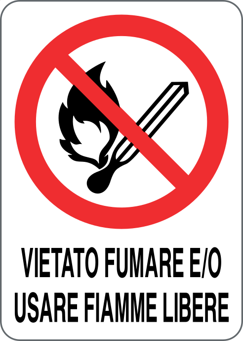 Cartello vietato fumare e/o usare fiamme libere 1954
