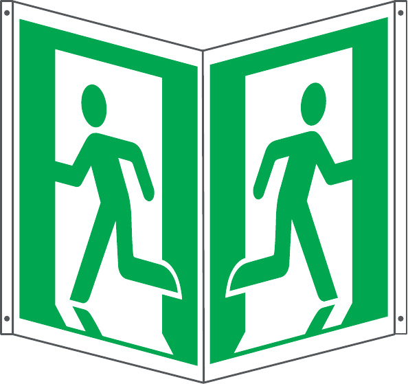 Cartello simbolo uscita di emergenza a destra - UNI ISO 7010 (attacco a destra) Z403