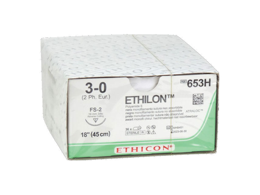 SUTURA MONOFILAMENTO ETHICON ETHILON - 3/0 ago 19 mm FS-2