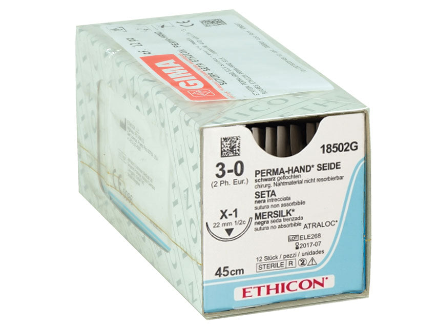SUTURA SETA ETHICON PERMA-HAND - 3/0 ago 22 mm - intrecciata