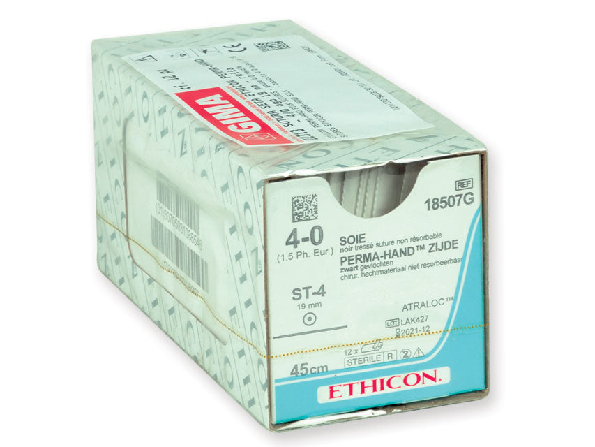 SUTURA SETA ETHICON PERMA-HAND - 4/0 ago 19 mm - intrecciata - retta