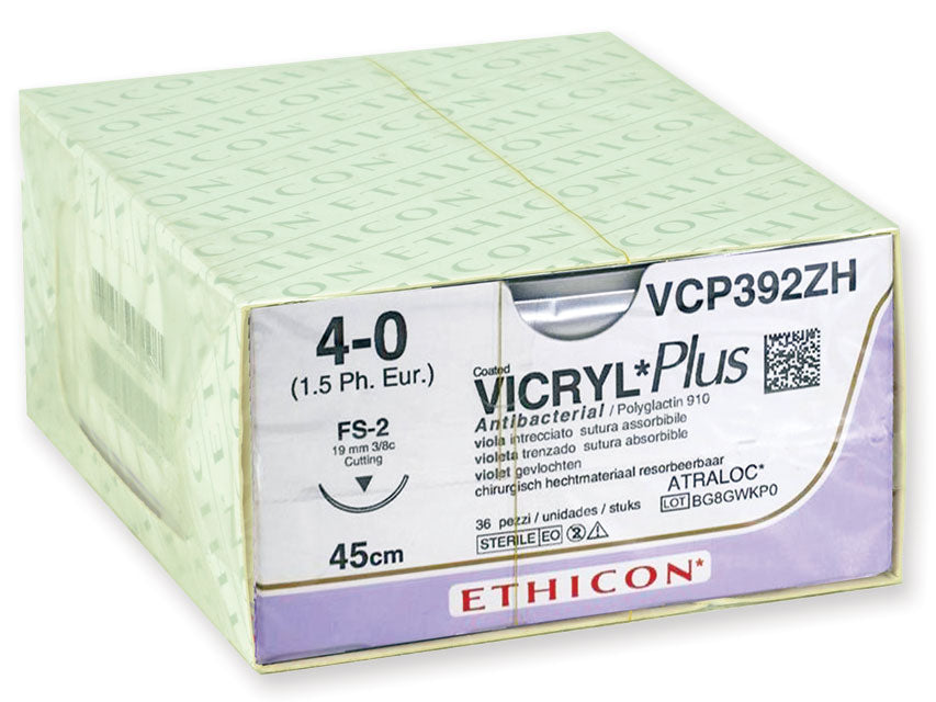 SUTURA ASSORBIBILE ETHICON VICRYL PLUS - 4/0 ago 19 mm - intrecciata