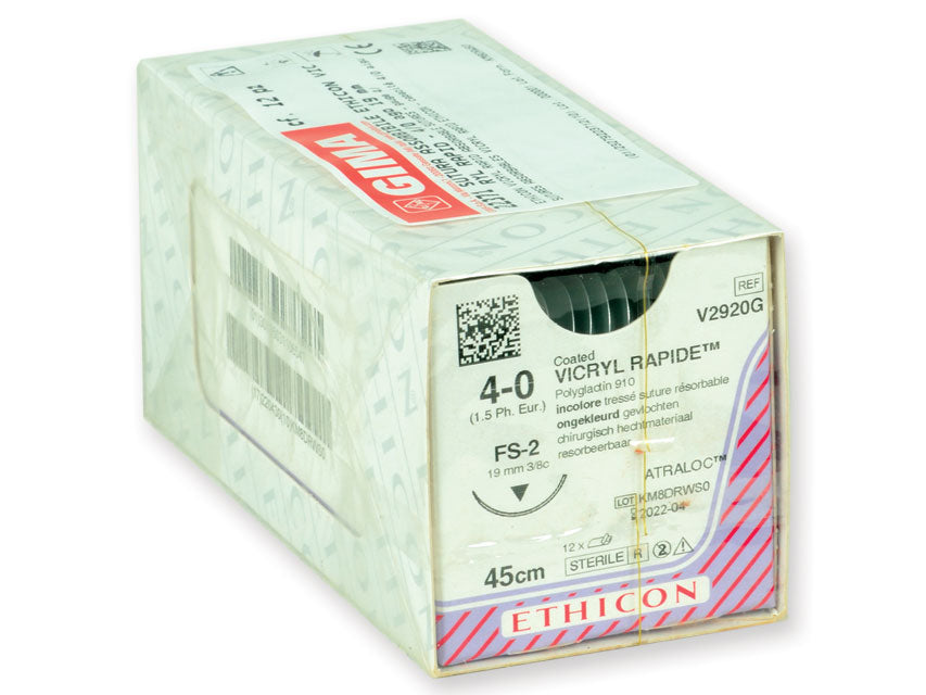 SUTURA RÁPIDA ABSORBIBLE ETHICON VICRYL - aguja 4/0 19 mm - trenzada