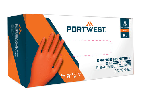 Guante desechable HD naranja (Pk100)
