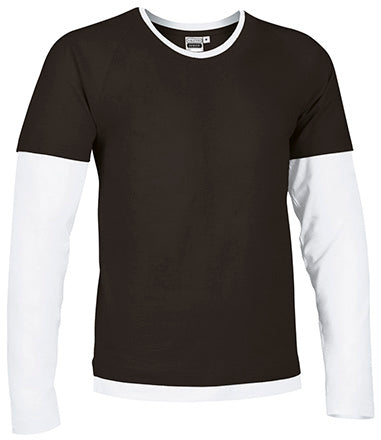 T-shirt girocollo con disegno bicolore e effetto doppia manica Denver