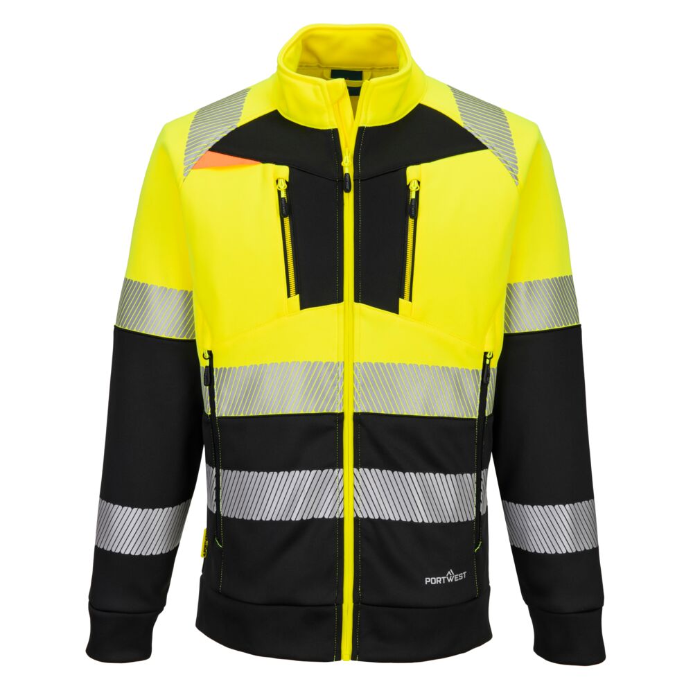 DX490YBR - DX4 Felpa Hi-Vis Classe 1 con collo a imbuto e chiusura a zip