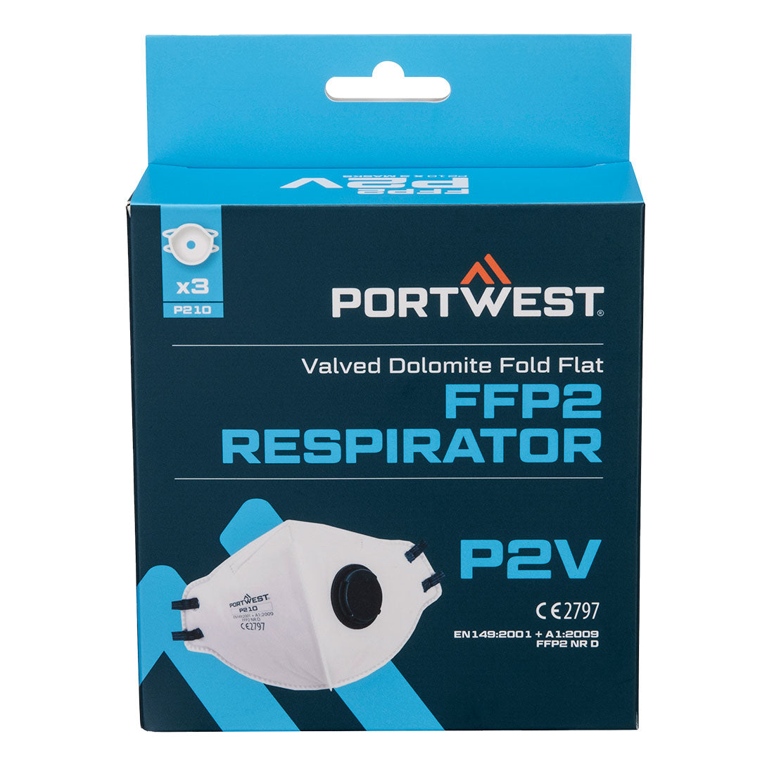 P210WHR - FFP2 Mascherina pieghevole con Valvola respiratoria Dolomite - (PK3)