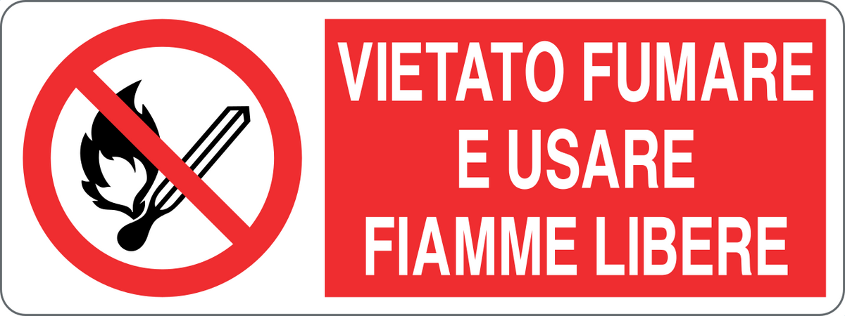 Cartello vietato fumare e usare fiamme libere 135