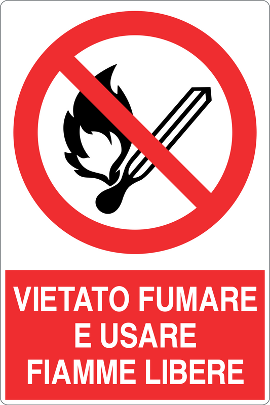 Cartello vietato fumare e usare fiamme libere 135