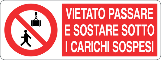 Cartello vietato passare e sostare sotto i carichi sospesi 1449