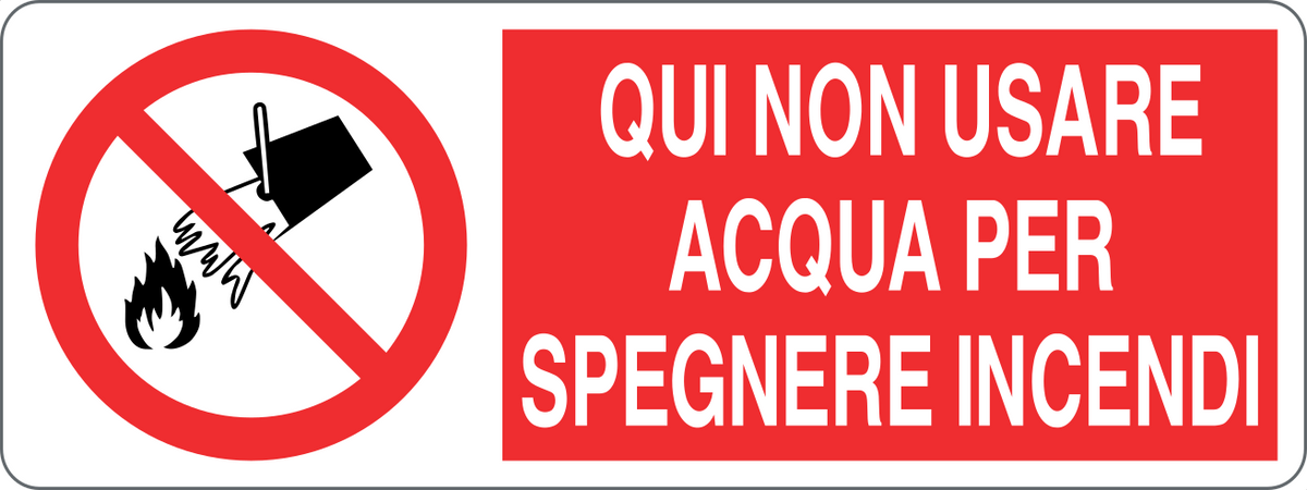 Cartello qui non usare acqua per spegnere incendi 154