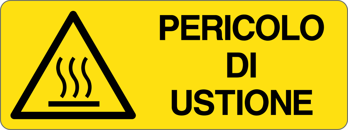 Cartello pericolo di ustione 2318