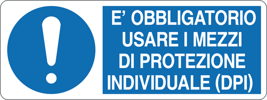 Cartello è obbligatorio usare i mezzi di protezione individuale (DPI) 387