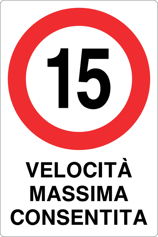 Cartello 15 km/h velocità massima consentita 942