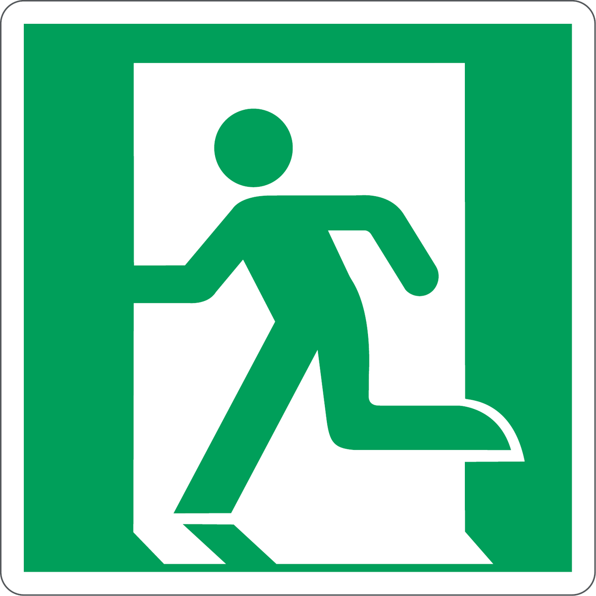 Cartello simbolo uscita di emergenza a sinistra - UNI ISO 7010 Z402