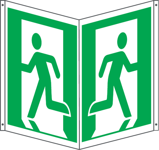 Cartello simbolo uscita di emergenza a destra - UNI ISO 7010 (attacco a destra) Z403
