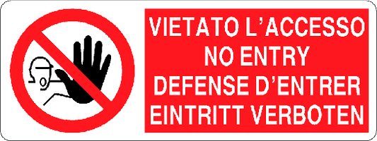 Cartello vietato l'accesso in 4 lingue 1334