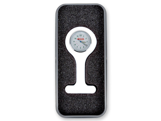 OROLOGIO PER INFERMIERI con scatola alluminio - rotondo - bianco