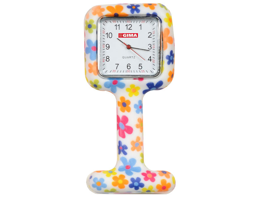 RELOJ DE ENFERMERA - cuadrado - estampado de flores