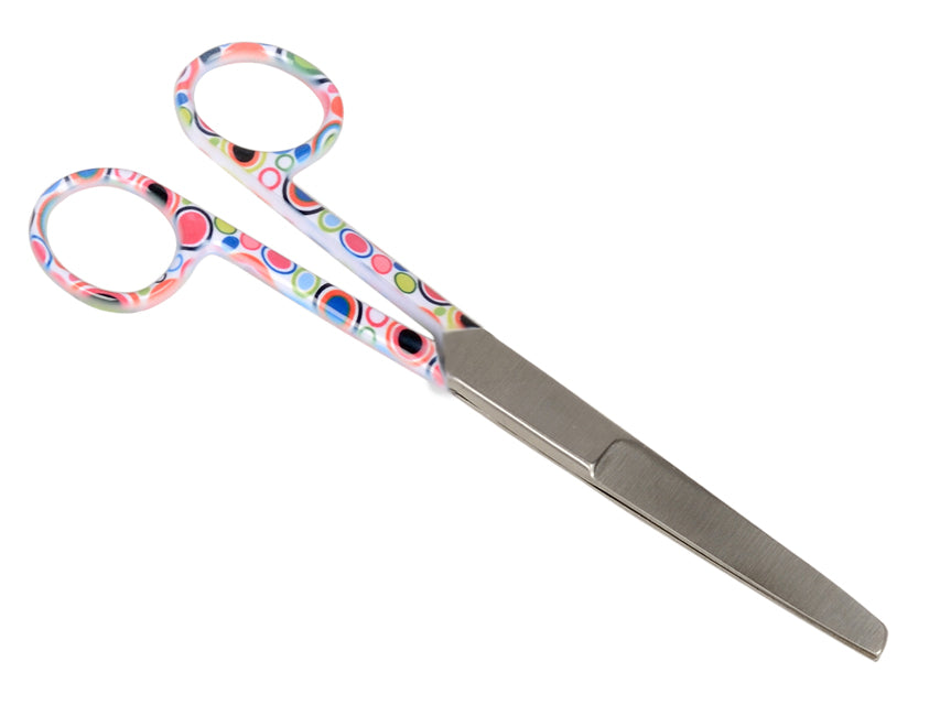 TIJERAS RECTAS CON PUNTAS ALTERNAS - patrón de burbujas - 14 cm