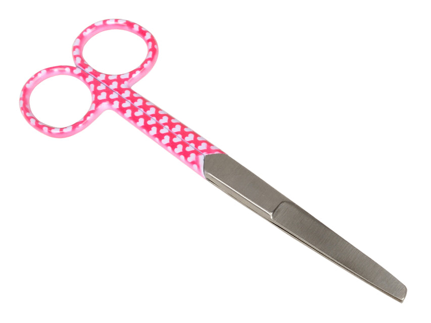 TIJERAS RECTAS DE PUNTAS ALTERNAS - patrón de corazones - 14 cm