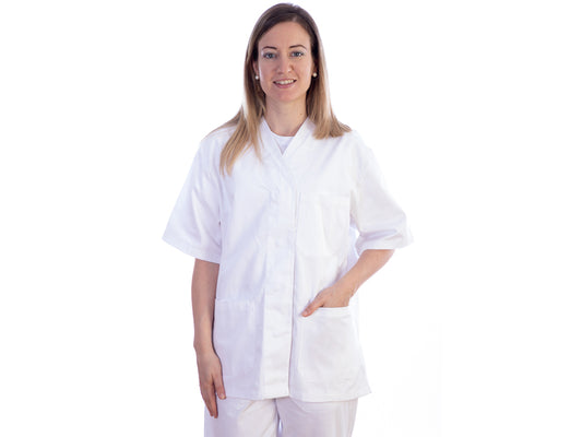 CHAQUETA CON BOTONES-algodón/pol.-mujer L blanco
