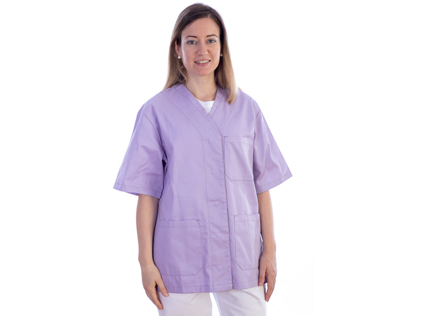 CHAQUETA CON BOTONES-algodón/pol.-mujer M violeta