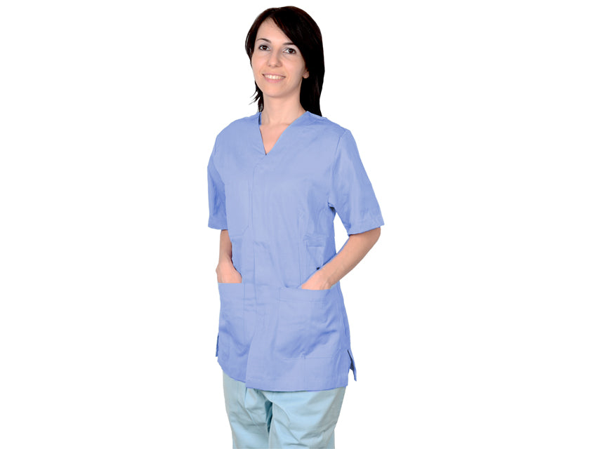 CASACCA CON BOTTONI-cotone/pol.-unisex XXL azzurra