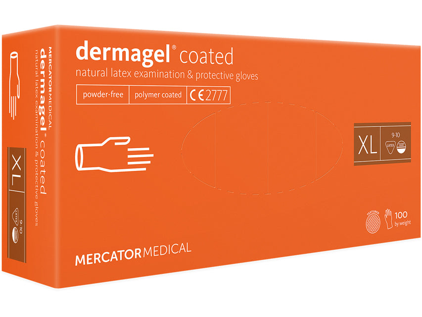 GUANTES DE LÁTEX DERMAGEL - SIN POLVO - extra grandes
