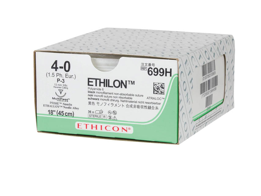 SUTURA MONOFILAMENTO ETHICON ETHILON - 4/0 ago 13 mm