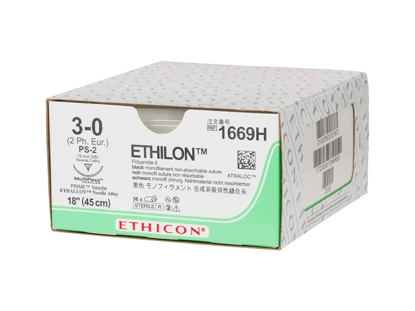SUTURA MONOFILAMENTO ETHICON ETHILON - 3/0 ago 19 mm