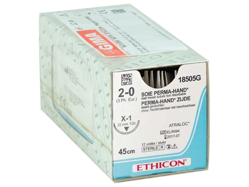 SUTURA SETA ETHICON PERMA-HAND - 2/0 ago 22 mm - intrecciata