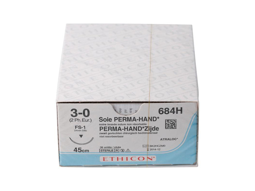 SUTURA SETA ETHICON PERMA-HAND - 3/0 ago 24 mm - intrecciata