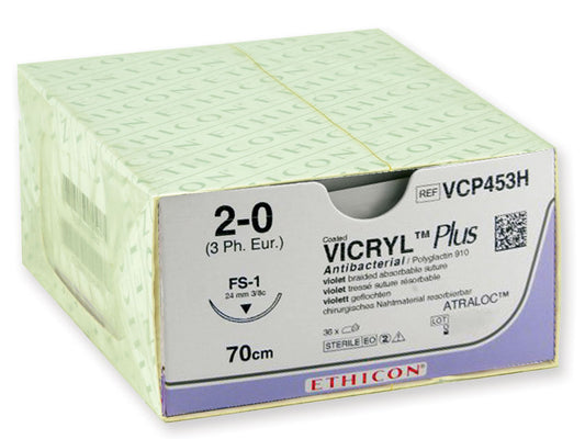 SUTURA ASSORBIBILE ETHICON VICRYL PLUS - 2/0 ago 24 mm - intrecciata
