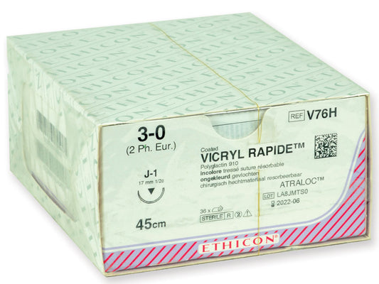 SUTURA ASSORBIBILE ETHICON VICRYL RAPID - 3/0 ago 17 mm - intrecciata