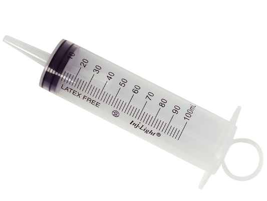 JERINGA DE 3 PIEZAS SIN AGUJA - CATÉTER CONO 100 ml