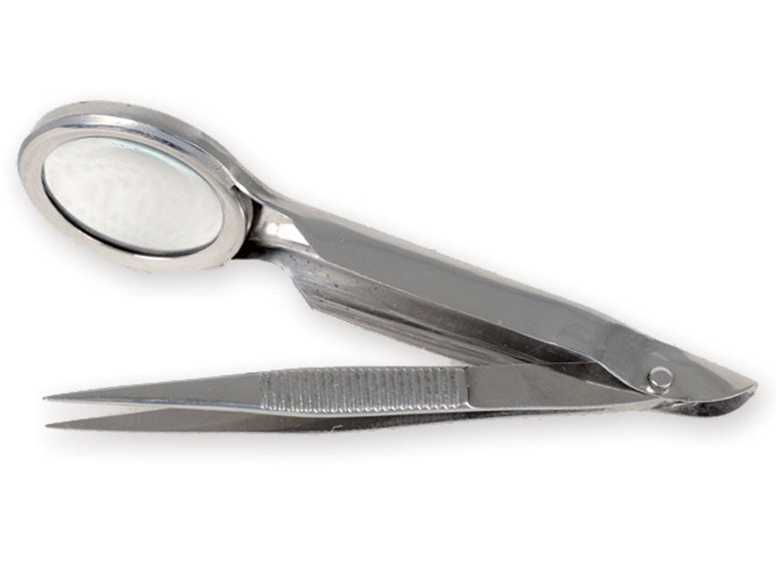 PINZETTA CON LENTE INGRANDIMENTO 2X - 8 cm
