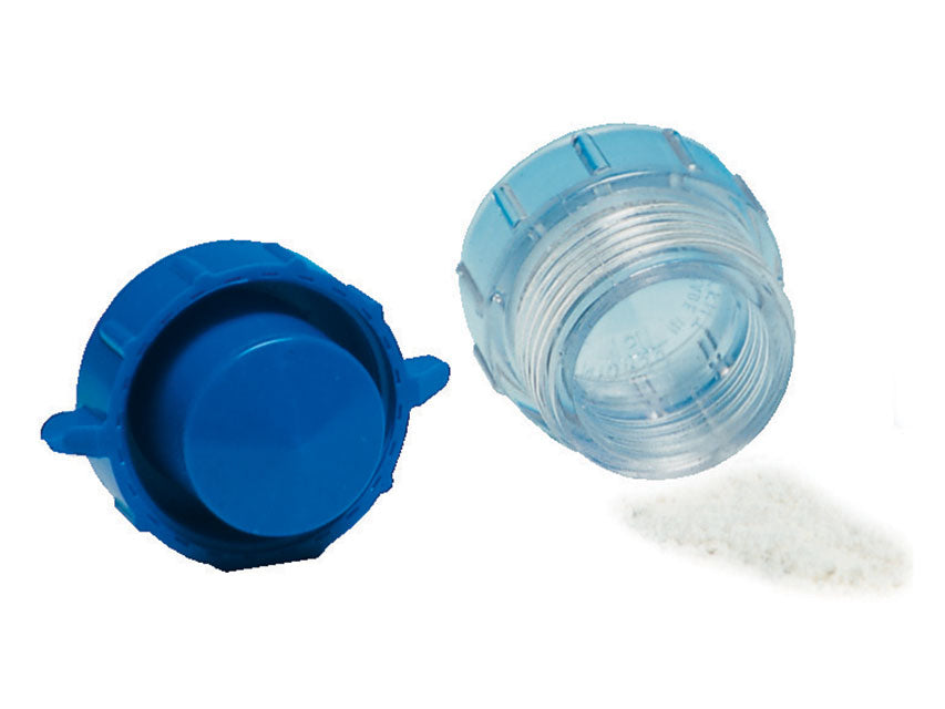 Triturador de pastillas en caja de cartón.