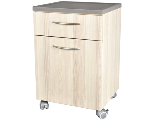 MESA DE NOCHE con cajón - beige veteado
