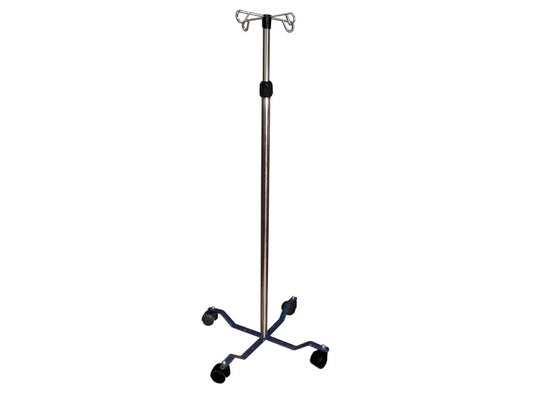 ASTA PORTAFLEBO SU PIANTANA A 4 RUOTE - acciaio inox - 4 ganci di acciaio inox