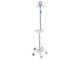 SOPORTE PARA BOMBAS DE INFUSIÓN DE 5 RUEDAS con asa y estante - acero inoxidable - 4 ganchos - capacidad 20 kg