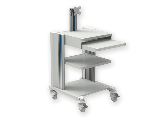 PRO TROLLEY - 2 estantes, teclado, soporte. monitor, cajón
