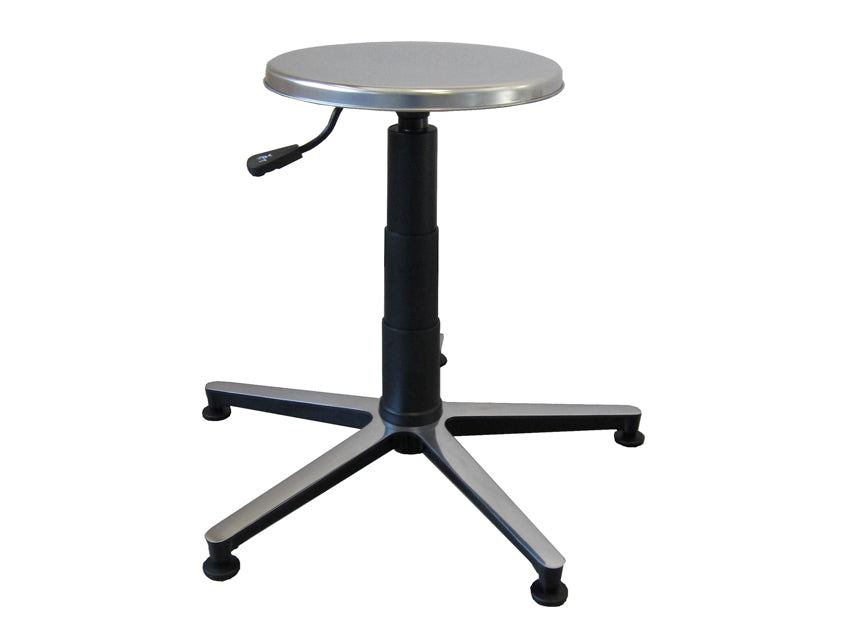 TABURETE - asiento de acero inoxidable, base de aluminio con pies