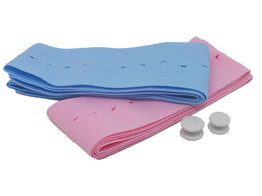CORREAS DE MONITOR FETAL PARA PACIENTE INDIVIDUAL 6x120 cm - rosa/azul claro