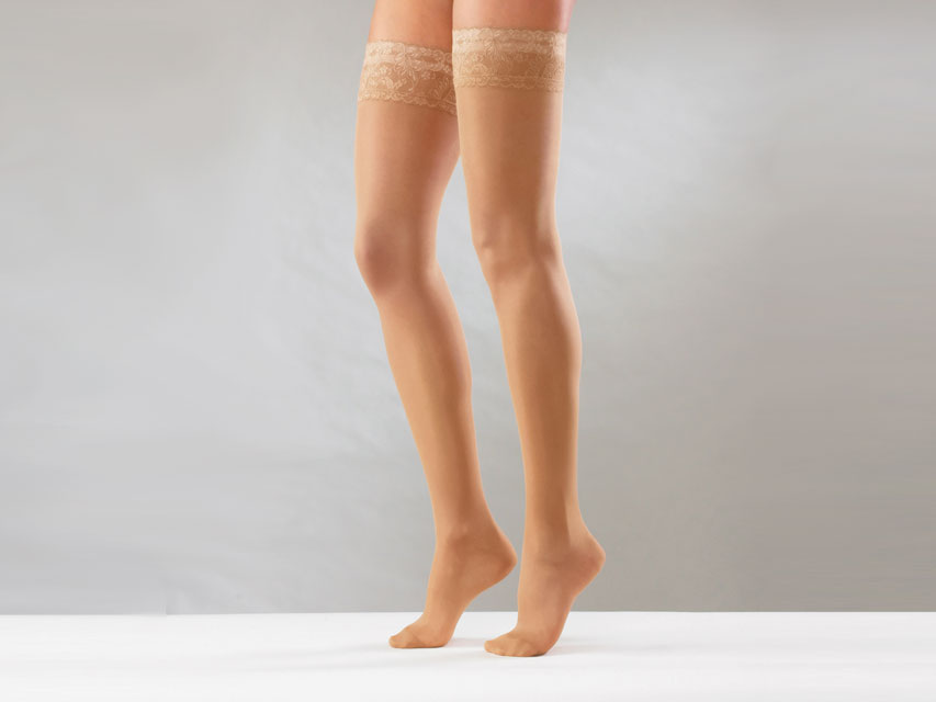 CALZA AUTOREGGENTE - S - media compressione - beige