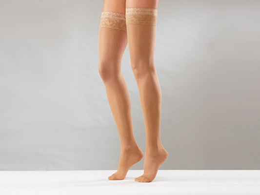 CALZA AUTOREGGENTE - S - forte compressione - beige