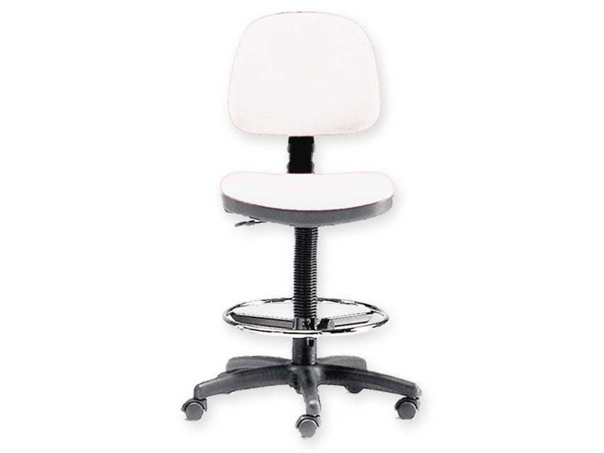 SGABELLO con schienale ed anello - bianco