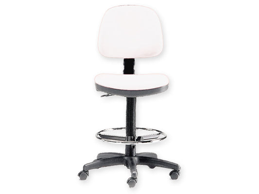 SGABELLO con schienale ed anello - bianco