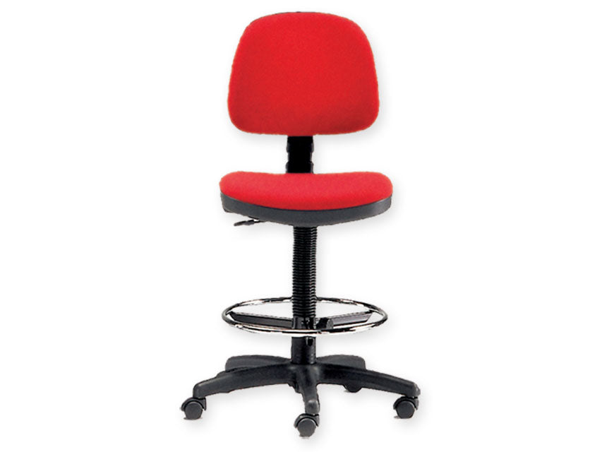 SGABELLO con schienale ed anello - rosso