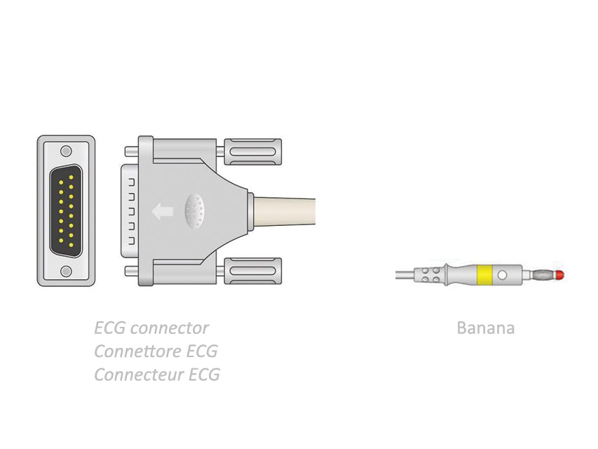 CAVO PAZIENTE ECG 2,2 m - banana - compatibile Camina, Colson, ST, altri
